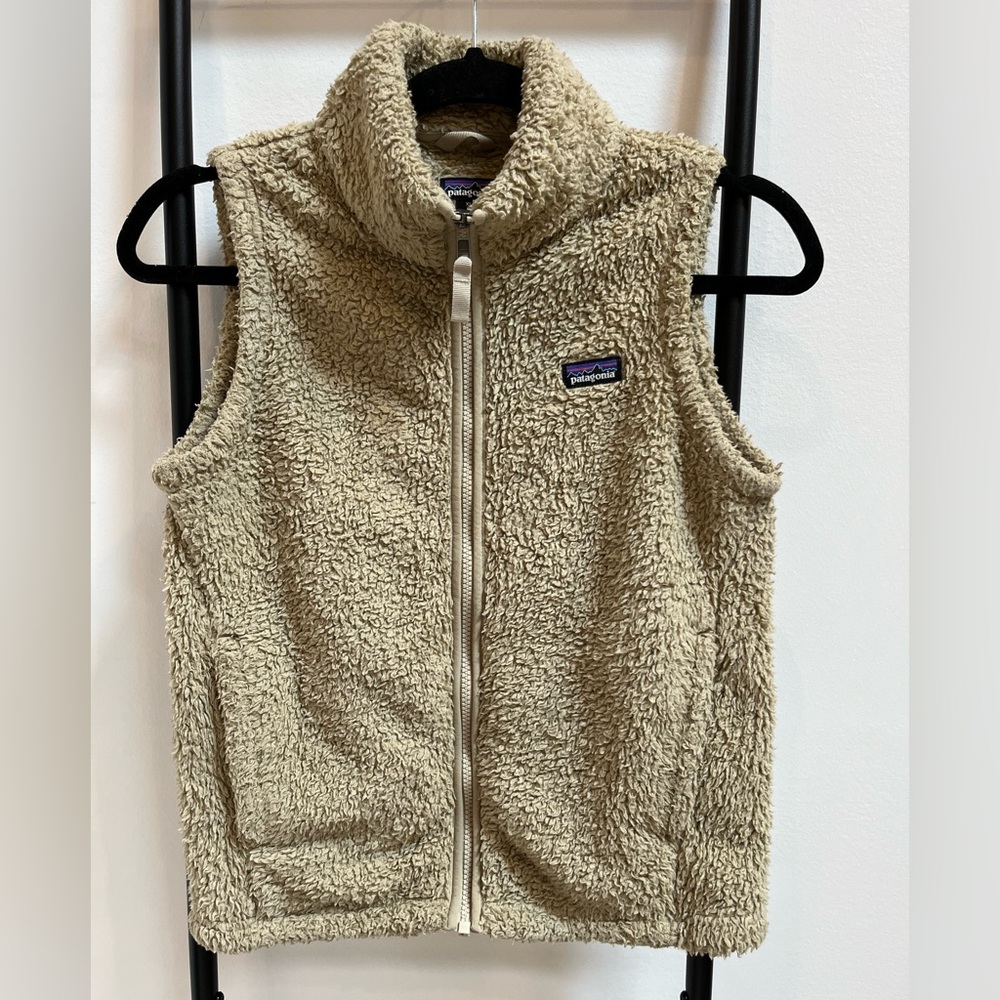 Patagonia Los Gatos Cream Vest Full Zipper Polyester Kids Size XL